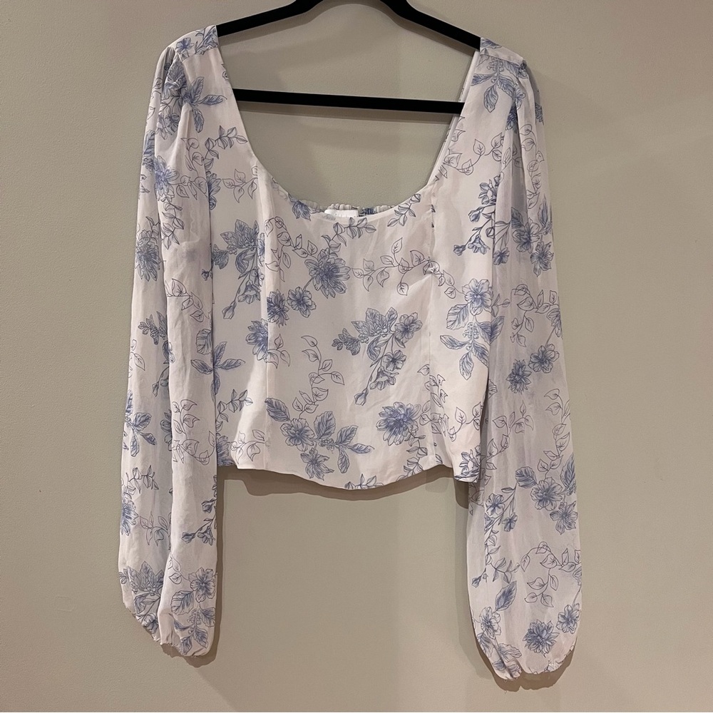 House of Harlow 1960 Blue Floral Long Sleeve Top